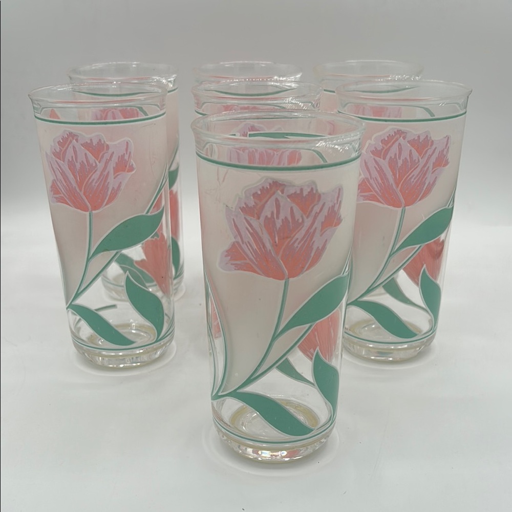 Vintage Culver Tulip Acrylic Highball Tumblers Cottage Core Patio